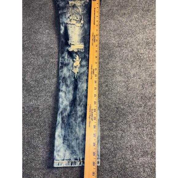 VIP Jeans Womens 7/8 Blue Denim Distressed Acid Wash Comfort Low Rise Skinny Leg - Picture 10 of 12